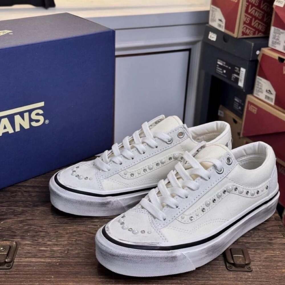 Vans Old Skool Platform Sneakers Size 6 Mens Pearl White